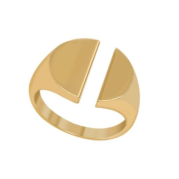 NWT 18K Gold Plated Signet Split Ring - Gold Plated size 7 - Picture 1 of 4